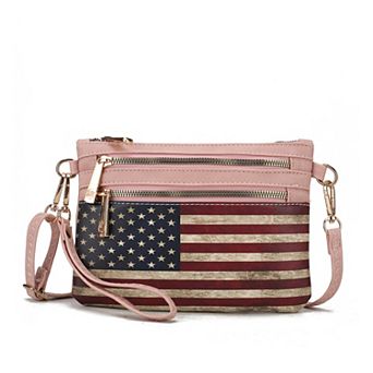 MKF Collection Alisson Faux Leather Flag Crossbody Wristlet Bag