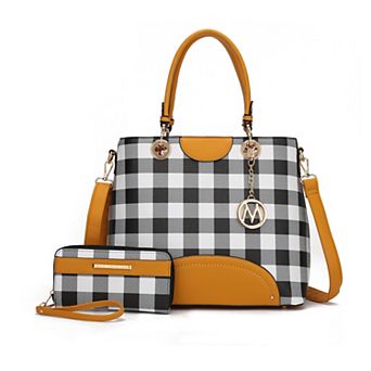 MKF Collection Gabriella Checkered Faux Leather Handbag & Wallet Set