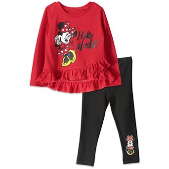 Disney's Minnie Mouse Glitter 2 pc Tee and Leggings Set