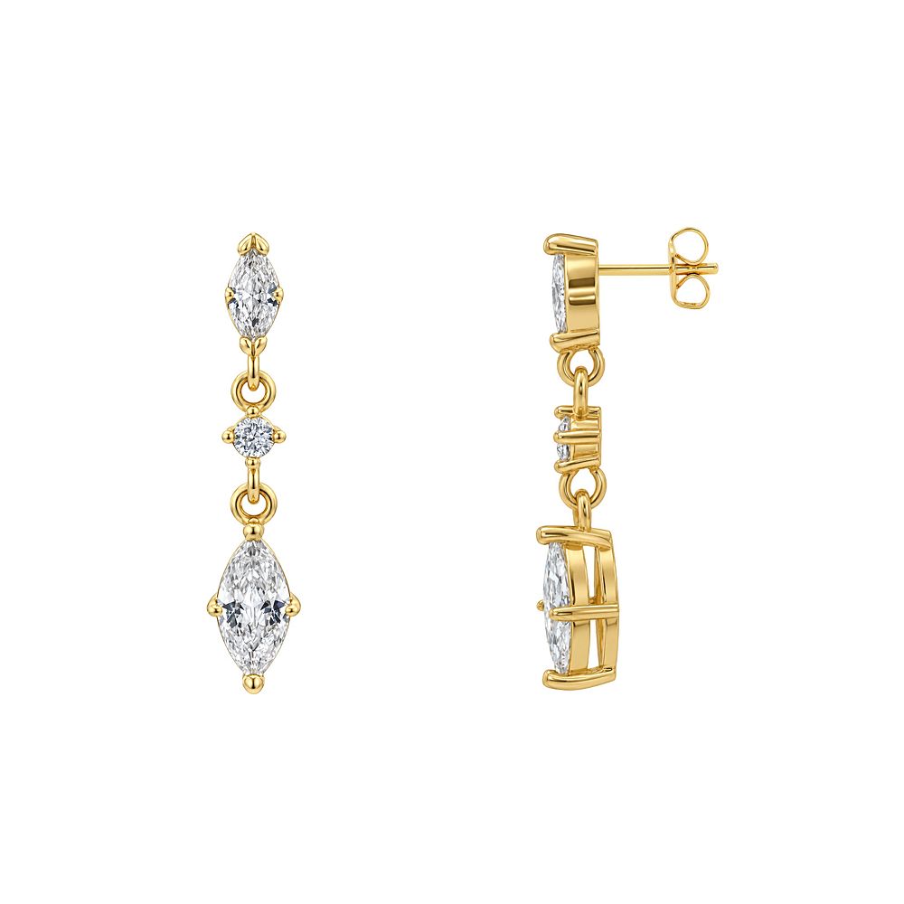 PRIMROSE 14k Gold Flash Plated Triple Marquise & Round Cubic Zirconia ...