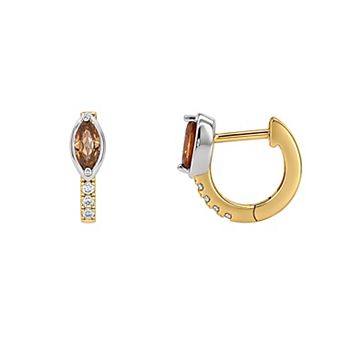 PRIMROSE 14k Gold Flash Plated & Fine Silver Plated Two Tone Pave Cubic Zirconia Hoop Earrings