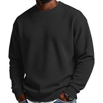 Men's Crew Neck Long Sleeve Waffle Knit Sweatshirt