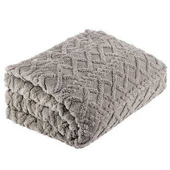 Lavish Home Jacquard Sherpa Throw Blanket