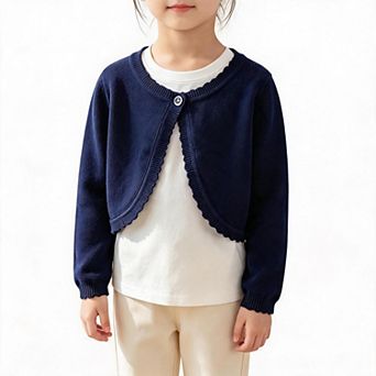 Girls' Lightweight Cropped Knit Bolero Cardigan - Round Neck