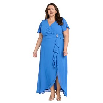 Plus Size R&M Richards V-Neck Rhinestone-Accented Wrap Dress