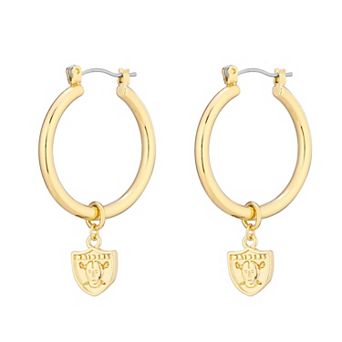 Women's LUV AJ Gold Las Vegas Raiders XL Logo Charm Hoop Earrings
