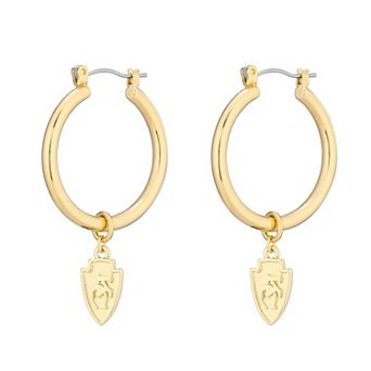 Women's LUV AJ Gold Kansas City Chiefs XL Logo Charm Hoop Earrings