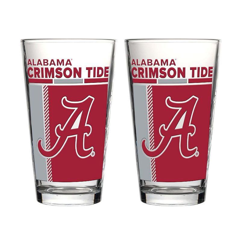 Logo Brands Alabama Crimson Tide Two-Piece 16oz. Pint Glass Set, Team