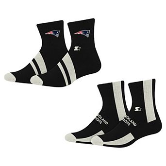 Starter Black New England Patriots Summit Stripe 2-Pair Pack Quarter Socks