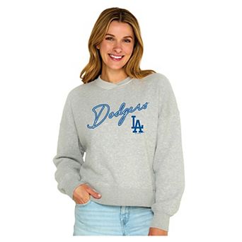 Women's Soft as a Grape Heather Gray Los Angeles Dodgers Snuggly Sweatshirt