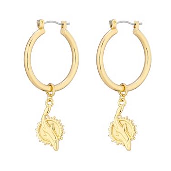 Women's LUV AJ Gold Miami Dolphins XL Logo Charm Hoop Earrings