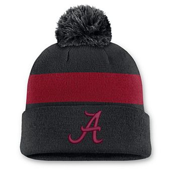 Unisex Nike Black Alabama Crimson Tide Primetime Stripe Cuffed Knit Hat with Pom