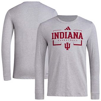 Men's adidas Gray Indiana Hoosiers Basketball Icon Pregame Long Sleeve T-Shirt