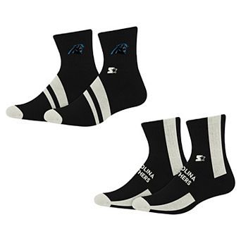 Starter Black Carolina Panthers Summit Stripe 2-Pair Pack Quarter Socks
