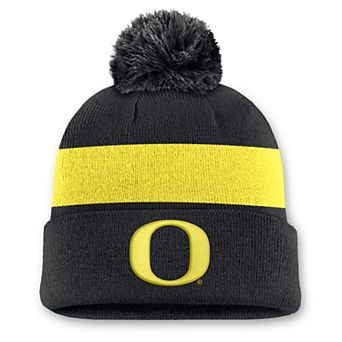 Unisex Nike Black Oregon Ducks Primetime Stripe Cuffed Knit Hat with Pom