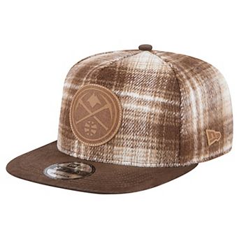 Men's New Era Brown Denver Nuggets Plaid 9FIFTY A-Frame Adjustable Hat