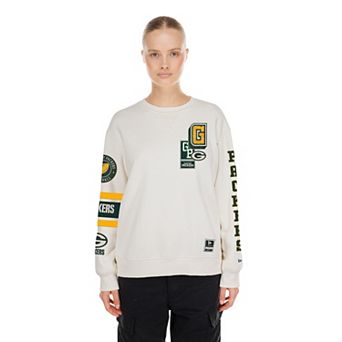 Women's New Era Cream Green Bay Packers Academic Crewneck Sweatshirt