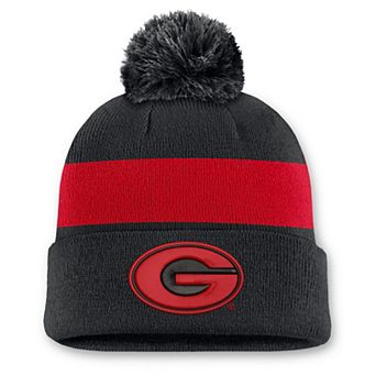 Unisex Nike Black Georgia Bulldogs Primetime Stripe Cuffed Knit Hat with Pom