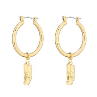 Women's LUV AJ Gold Seattle Seahawks XL Logo Charm Hoop Earrings