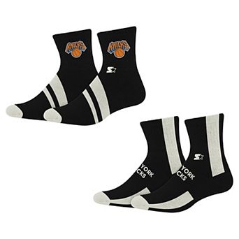 Starter Black New York Knicks Summit Stripe 2-Pair Pack Quarter Socks