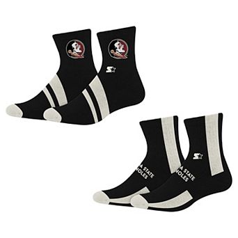 Starter Black Florida State Seminoles Summit Stripe 2-Pair Pack Quarter Socks