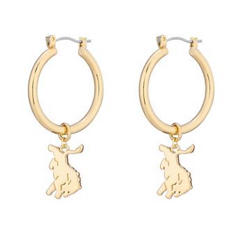 Women's LUV AJ Gold Detroit Lions XL Logo Charm Hoop Earrings