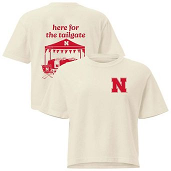 Women's Comfort Colors Cream Nebraska Huskers Here For The Tailgate Women's Cropped T-Shirt