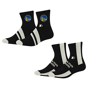 Starter Black Golden State Warriors Summit Stripe 2-Pair Pack Quarter Socks