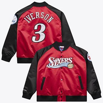 Men's Mitchell & Ness Allen Iverson Red Philadelphia 76ers Player Lightweight Satin Jacket