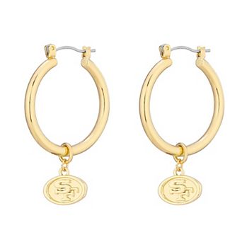 Women's LUV AJ Gold San Francisco 49ers XL Logo Charm Hoop Earrings