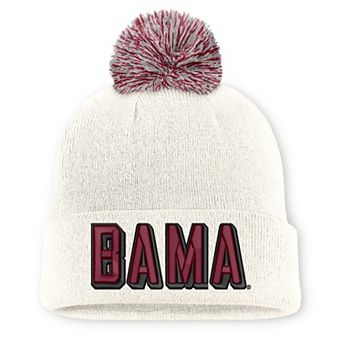 Unisex Nike White Alabama Crimson Tide Letter Mascot Knit Hat with Pom