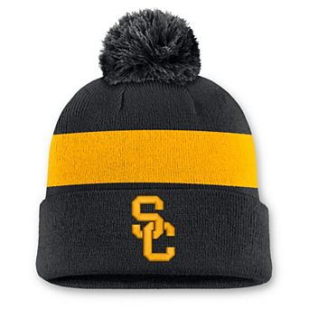 Unisex Nike Black USC Trojans Primetime Stripe Cuffed Knit Hat with Pom