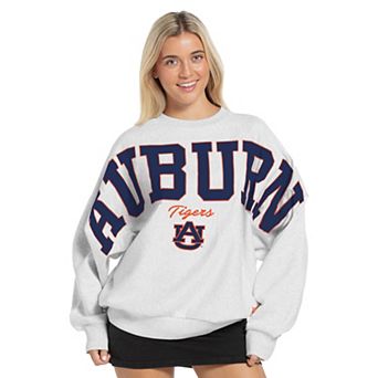 Women's Pressbox Heather Gray Auburn Tigers Flannigan Oversized Fleece Sweatshirt