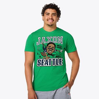 Unisex Homage Jaxon Smith-Njigba Neon Green Seattle Seahawks Caricature Player Graphic Tri-Blend T-Shirt