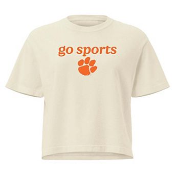 Women's Comfort Colors Cream Clemson Tigers Go Sports Cropped T-Shirt