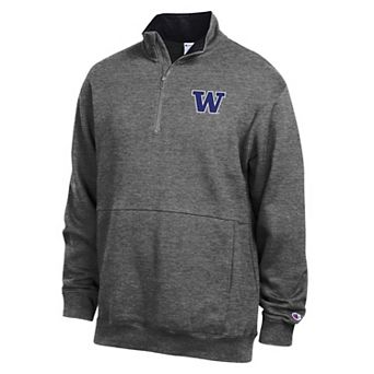 Men's Champion Charcoal Washington Huskies Fleece Quarter-Zip Pullover
