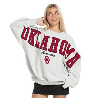Women's Pressbox Heather Gray Oklahoma Sooners Flannigan Oversized Fleece Sweatshirt