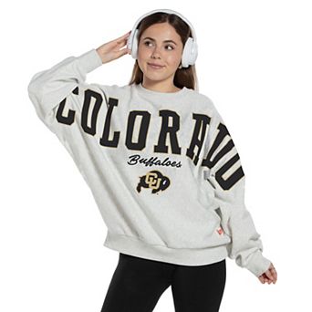 Women's Pressbox Heather Gray Colorado Buffaloes Flannigan Oversized Fleece Sweatshirt