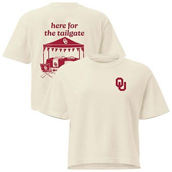 Women's Comfort Colors Cream Oklahoma Sooners Here For The Tailgate Women's Cropped T-Shirt