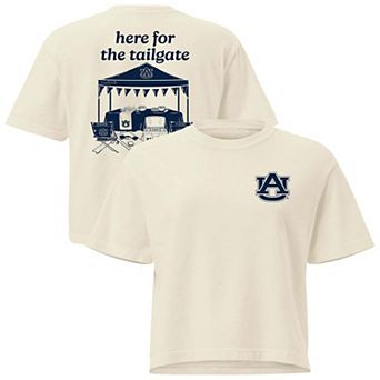 Women's Comfort Colors Cream Auburn Tigers Here For The Tailgate Women's Cropped T-Shirt