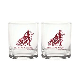 Indigo Falls Texas A&M Aggies Laura Wilcox Mascot Rocks Glass Set of 2