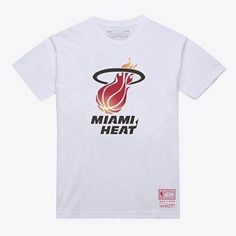 Unisex Mitchell & Ness White Miami Heat Hardwood Classics Arch T-Shirt