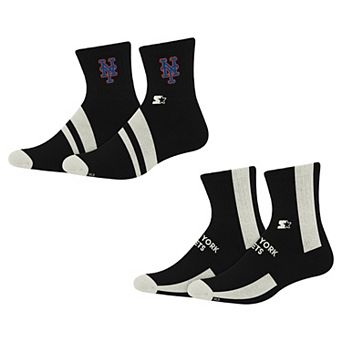 Starter Black New York Mets Summit Stripe 2-Pair Pack Quarter Socks