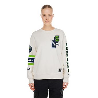 Women's New Era Cream Seattle Seahawks Academic Crewneck Sweatshirt