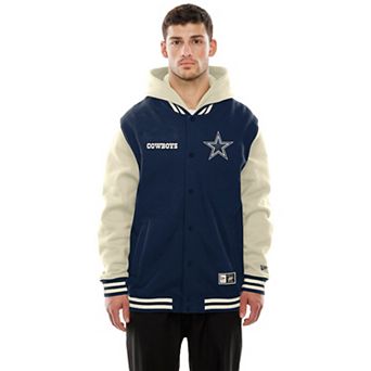 Men's New Era Navy/Cream Dallas Cowboys Full-Snap Fleece Hoodie Jacket