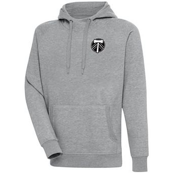 Men's Antigua Heather Gray Portland Timbers Brushed Metallic Victory Raglan Pullover Hoodie