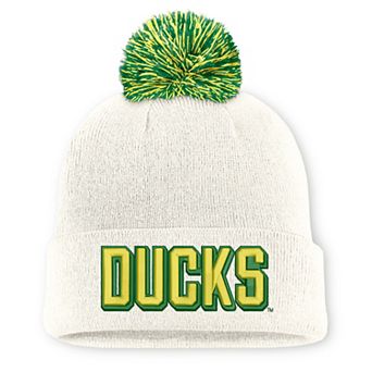 Unisex Nike White Oregon Ducks Letter Mascot Knit Hat with Pom