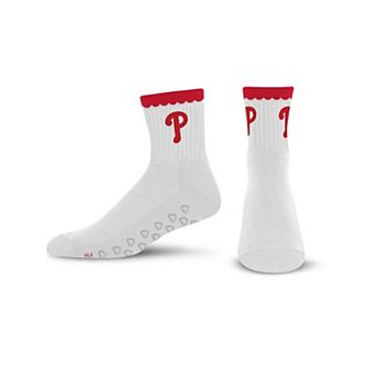 Women's PRO Compression Philadelphia Phillies White Heartshape Grippers Yoga-Pilates Quarter Socks