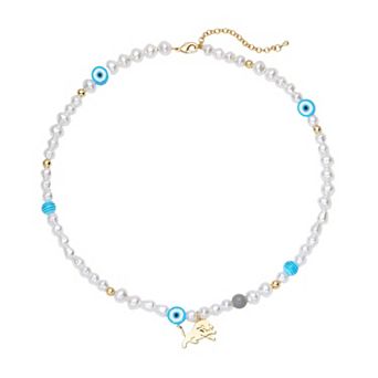 LUV AJ Detroit Lions Pearl Bead Logo Necklace