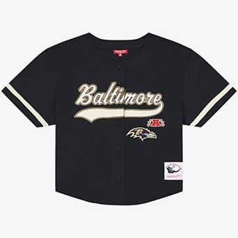 Women's Mitchell & Ness Black Baltimore Ravens Retro Roots Baseball Jersey